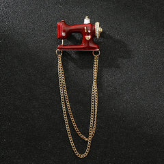 Sewing Machine Tassel Brooch Men's Chain Suit Personality Accessories