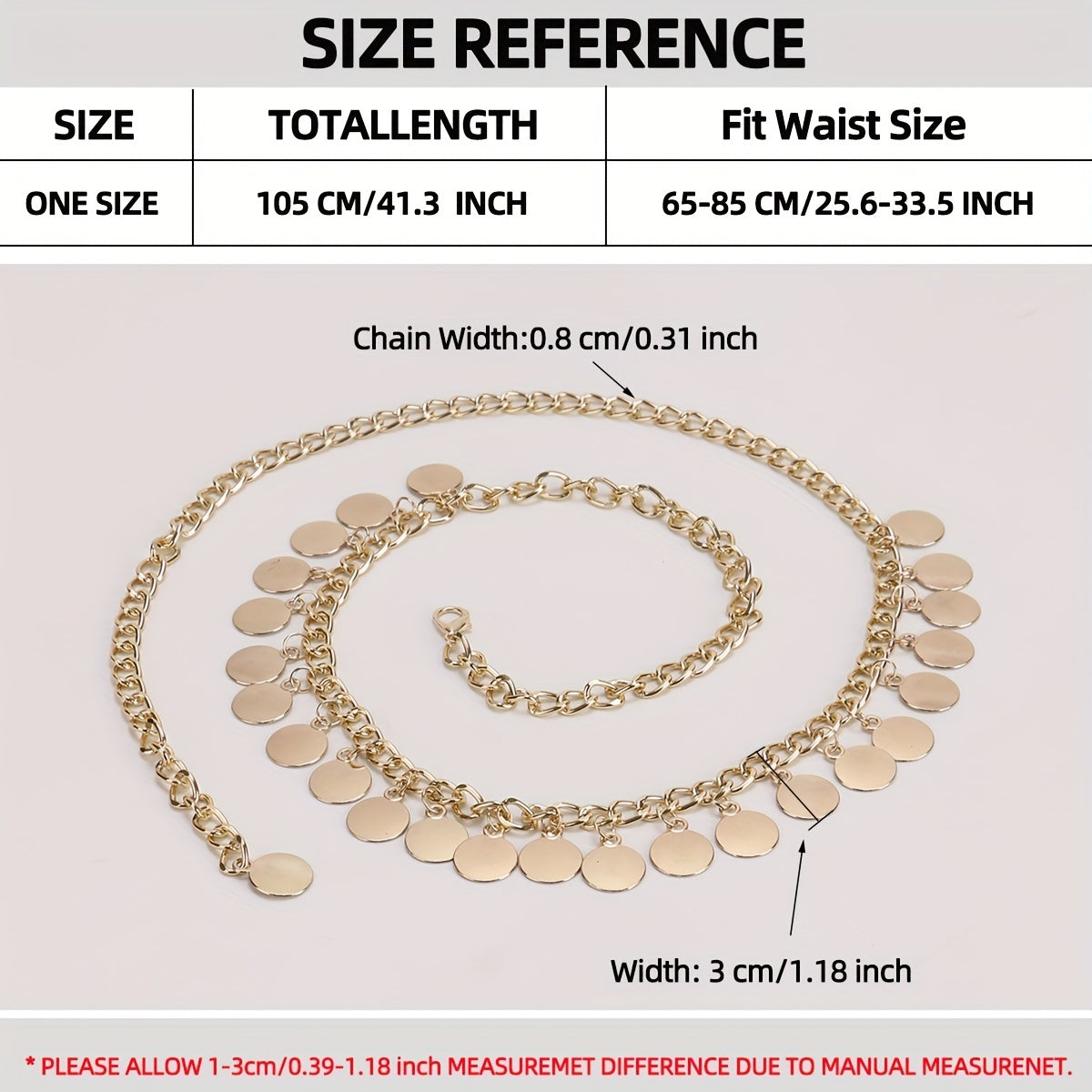 Coin Pendant Waist Chain Hip Hop Metal Chain Belt Dress Girdle Women