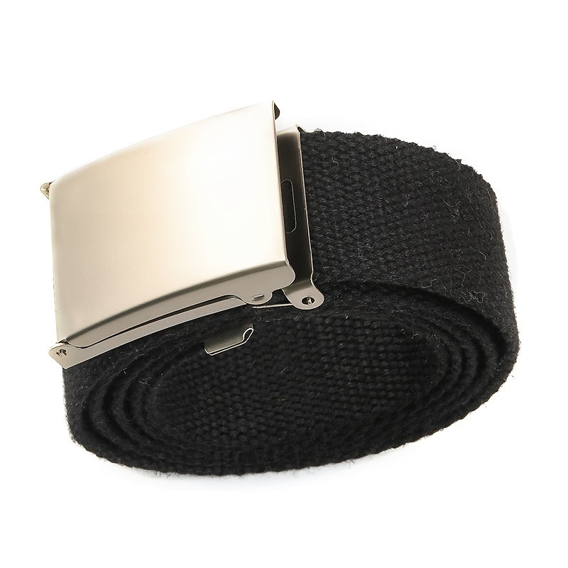 Canvas Leather Belt with Metal Buckle for Men