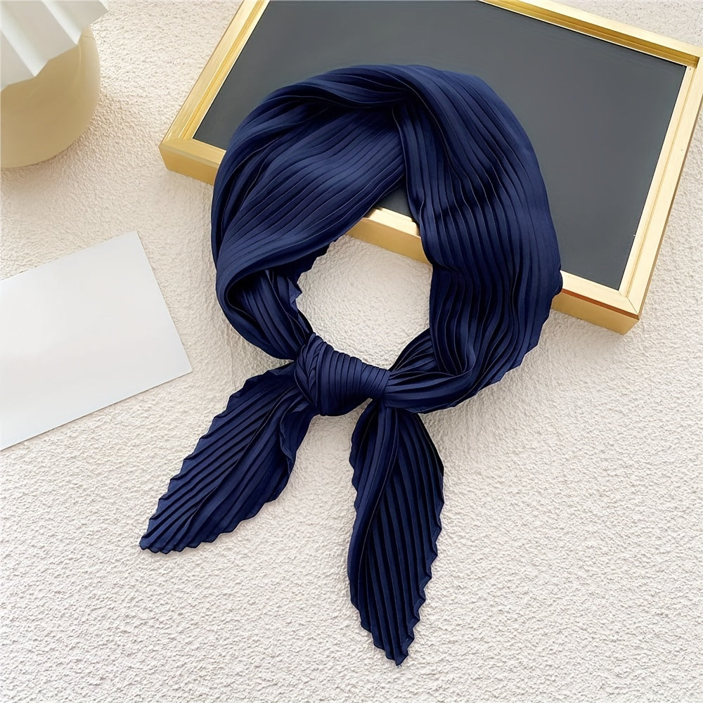 Pleated Bandana Silk Neckerchief Scarf Head Wrap Bag Handle Charm