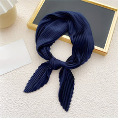 Pleated Bandana Silk Neckerchief Scarf Head Wrap Bag Handle Charm