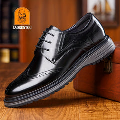LAORENTOU Men's Brogue Leather Dress Shoes Lightweight Formal Shoes