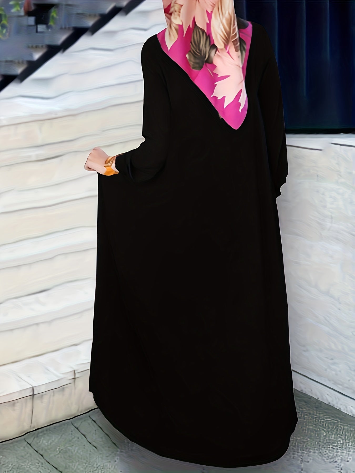  Abaya Dress Women's Solid Long Sleeve Ribbed Knit Maxi Dress