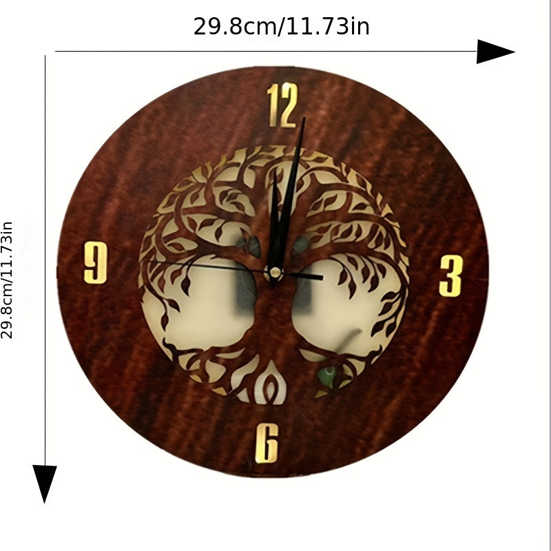 Children's Room Clock Lamp Laser Carving Tree Of Life Shape