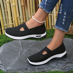 Women's Knit Sports Shoes Comfortable Slip On Walking Shoes