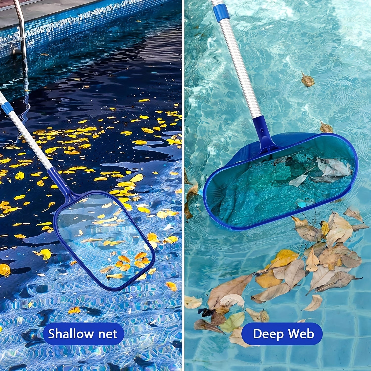 Set of 2 Skimmer Nets with Aluminum Telescopic Pole