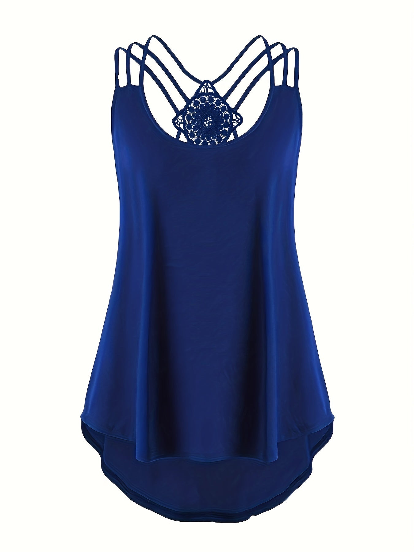 Lace Criss Cross Cami Top Women's Plus Casual Top