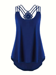  Lace Criss Cross Cami Top Women's Plus Casual Top