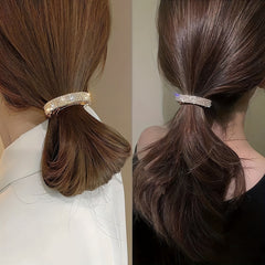 4 Pcs Rhinestone Hair Cuff Barrette Ponytail Holder