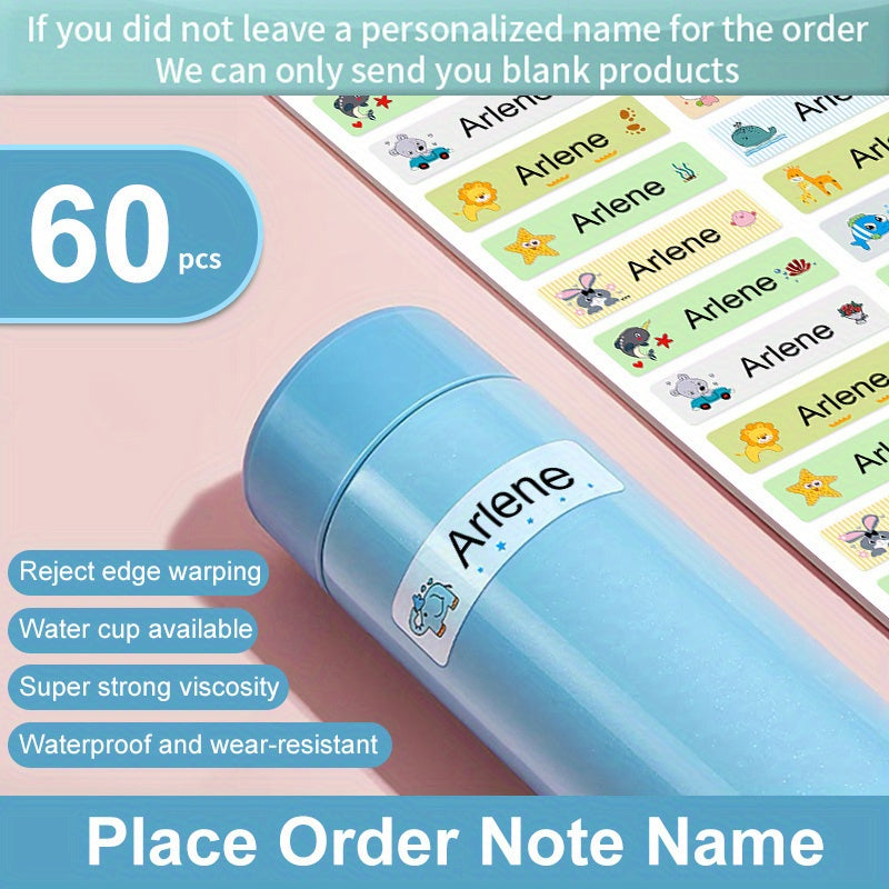 Custom Cartoon Name Stickers Waterproof for School Books Cups