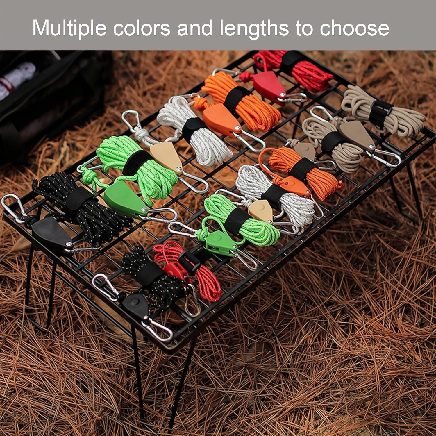 5M Reflective Camping Rope with Pulley, Reusable Tent Tie Down Rope