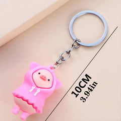 PVC Raincoat Pig Key Ring 1PCS Cute Keychain for Kids
