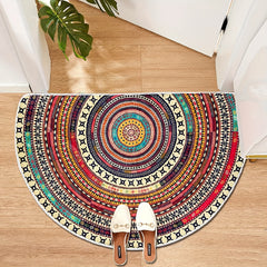 Boho Half Round Entrance Rug Doormats Absorbent Non-Slip 35.4in Machine Washable