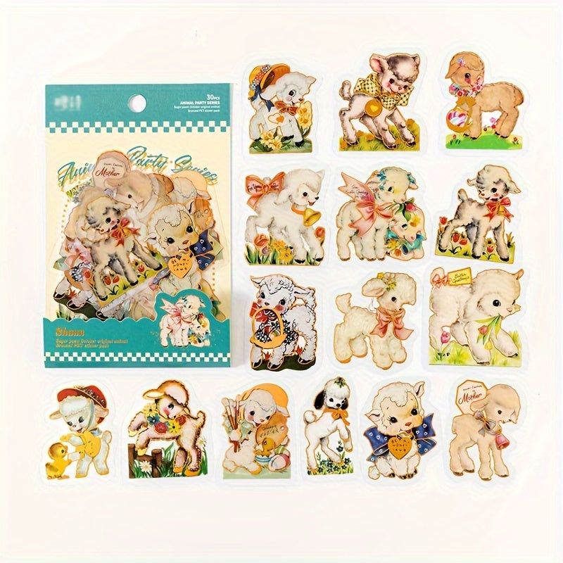 30 Sheets Animal Party Series PET Sticker for Diary Decoration
