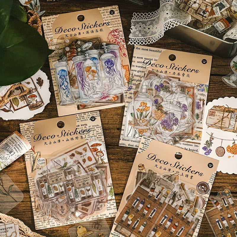 40pcs Vintage Plant Stickers for Scrapbooking & Journaling
