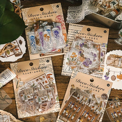 40pcs Vintage Plant Stickers for Scrapbooking & Journaling