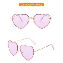 Large Frame Heart Sunglasses UV400 Polarized Eyewear Women's Metal Glasses