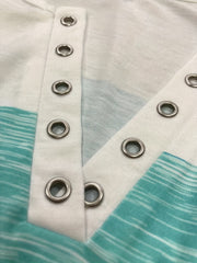  Colorblock Grommet Notched Neck Tank Top