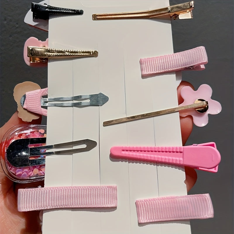 10pcs Lollipop Flower Bobby Pin Hair Clip Set