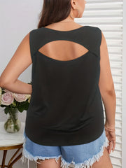 Solid Round Neck Cut Out Back Tank Top