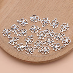 20Pcs Lucky Clover Charms Silver Plated DIY Pendants