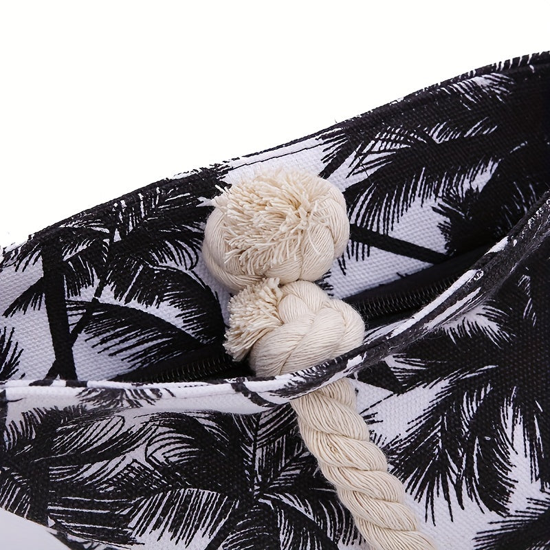 Coconut Tree Beach Shoulder Bag Women's Large Capacity Canvas Handbag