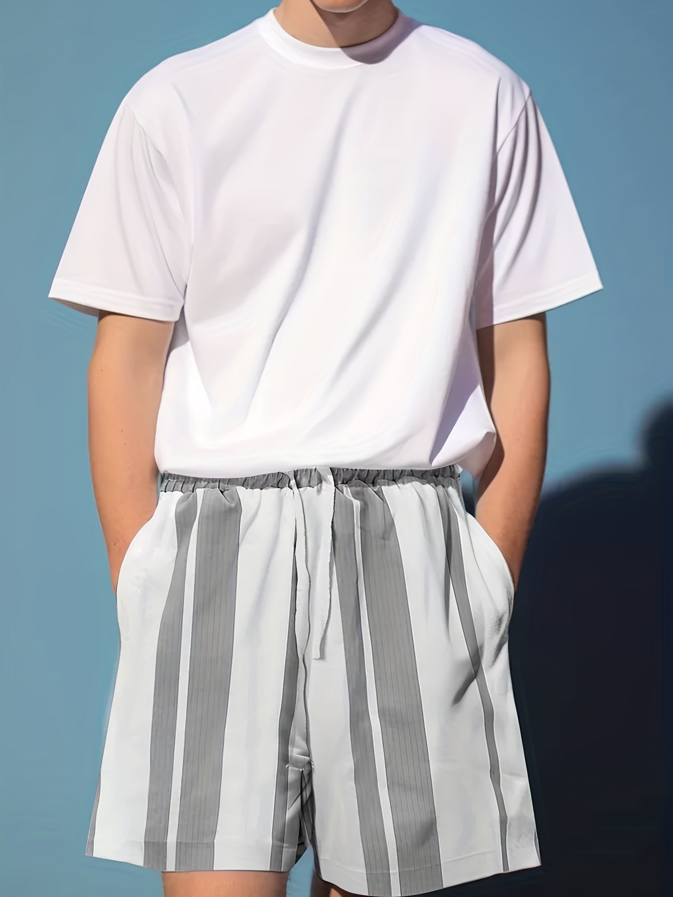 Men's Striped Drawstring Shorts for Summer Beach