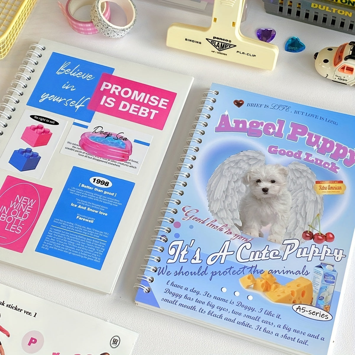 Puppy A5 Book Style Double Sided Release Sticker Tape Storage Diary