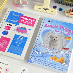 Puppy A5 Book Style Double Sided Release Sticker Tape Storage Diary