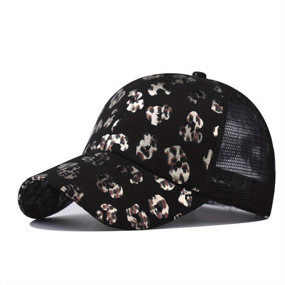 Leopard Print Ponytail Baseball Cap for Men and Women