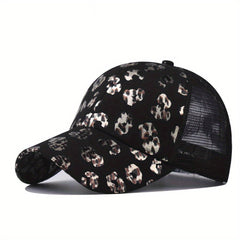Leopard Print Ponytail Baseball Cap for Men and Women