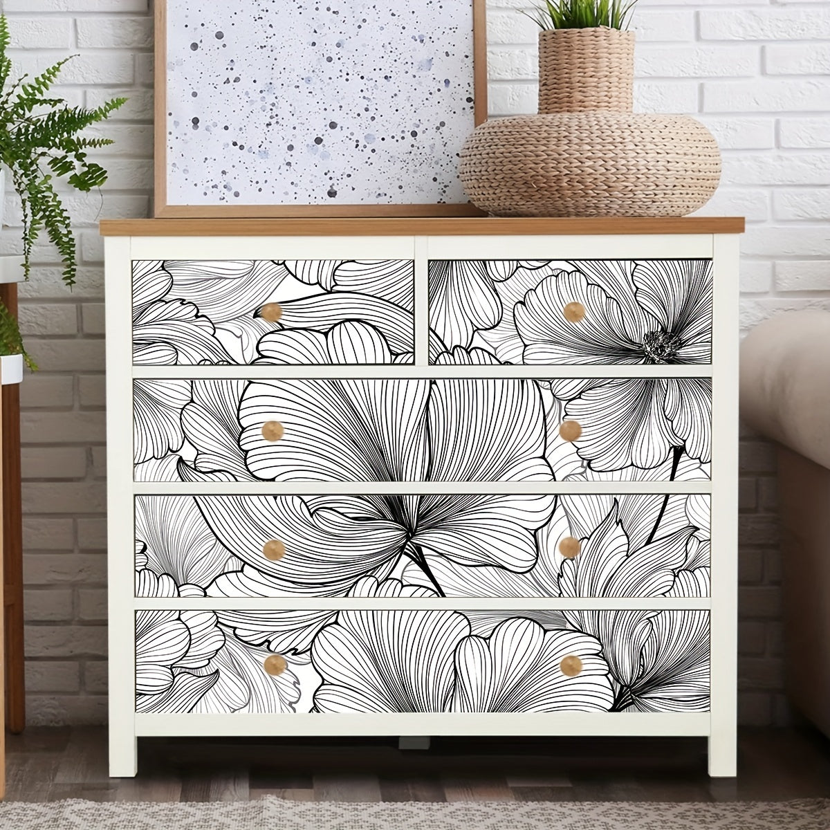 6pcs Tropical Flower Stair Stickers Self-adhesive Wallpaper