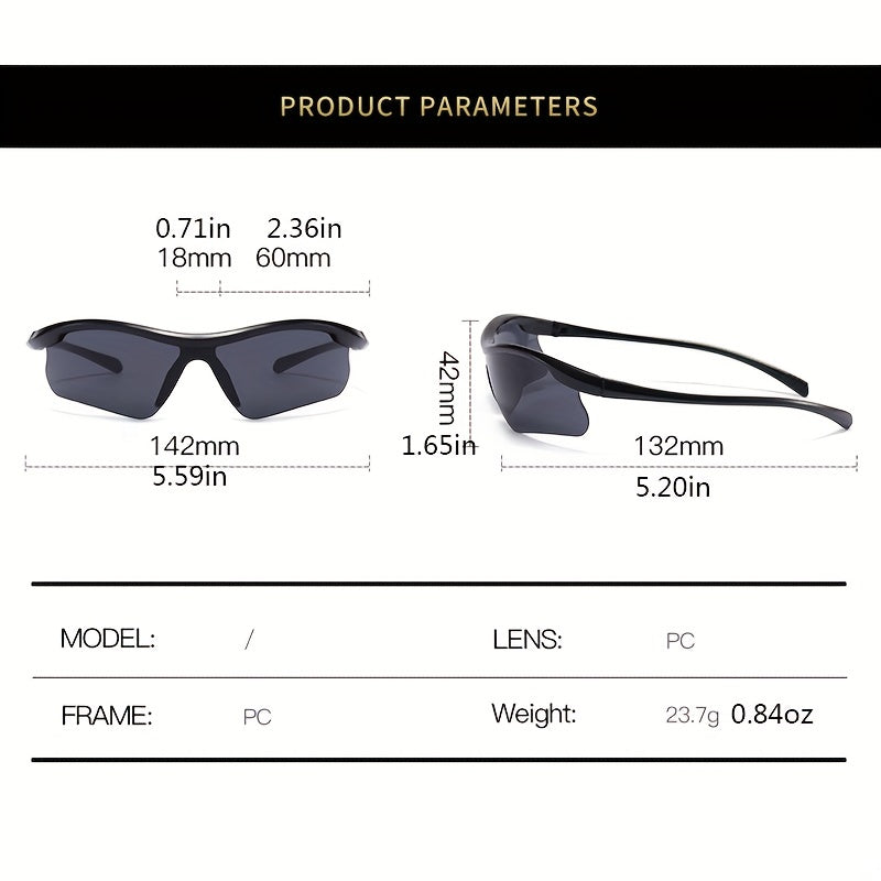 Y2K Wrap Around Sports Sunglasses Semi Rimless Outdoor Glasses UV400