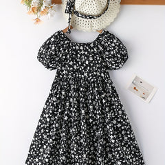 Girl's Casual Summer Floral Dress Ruffle Flared