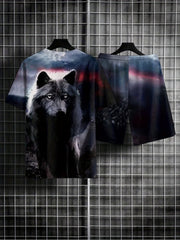 Bear Pattern T-shirt & Shorts Set for Men, Summer Casual Outfit