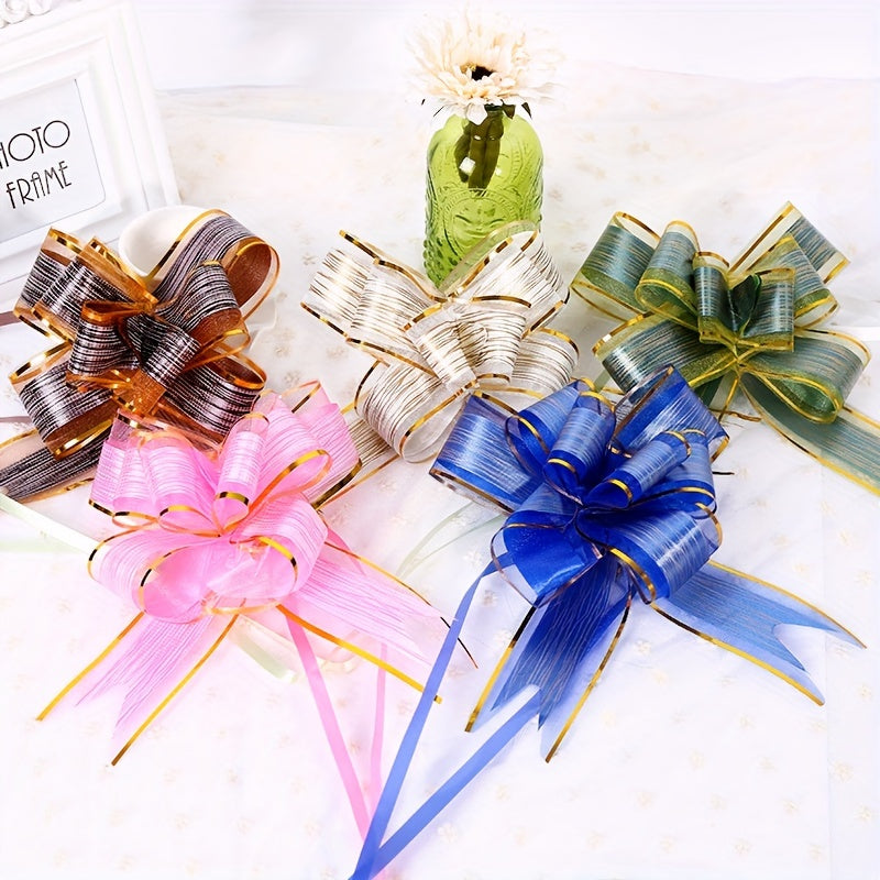 10pcs Drawstring Ribbon Bows for Gifts, Weddings, Christmas