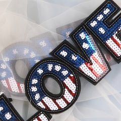 2pcs Sequins Letter Embroidery Patches Fabric Art Decor DIY Clothes Accessories