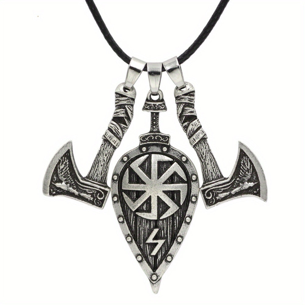 Men's Viking Shield Ax Pendant Necklace Casual Party Jewelry