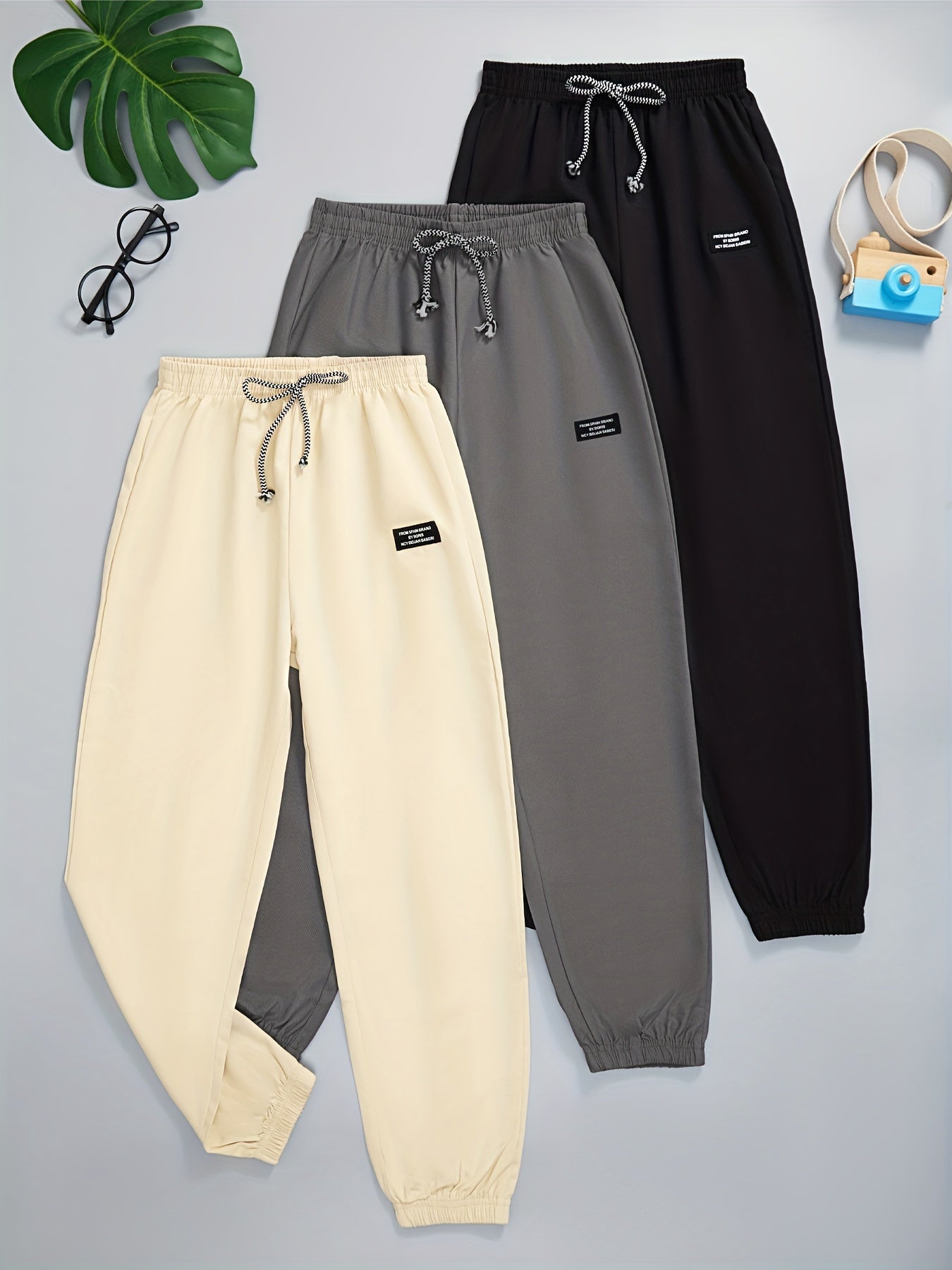 3pcs Letter Print Boys Active Sweatpants Comfortable Jogger Sports Pants
