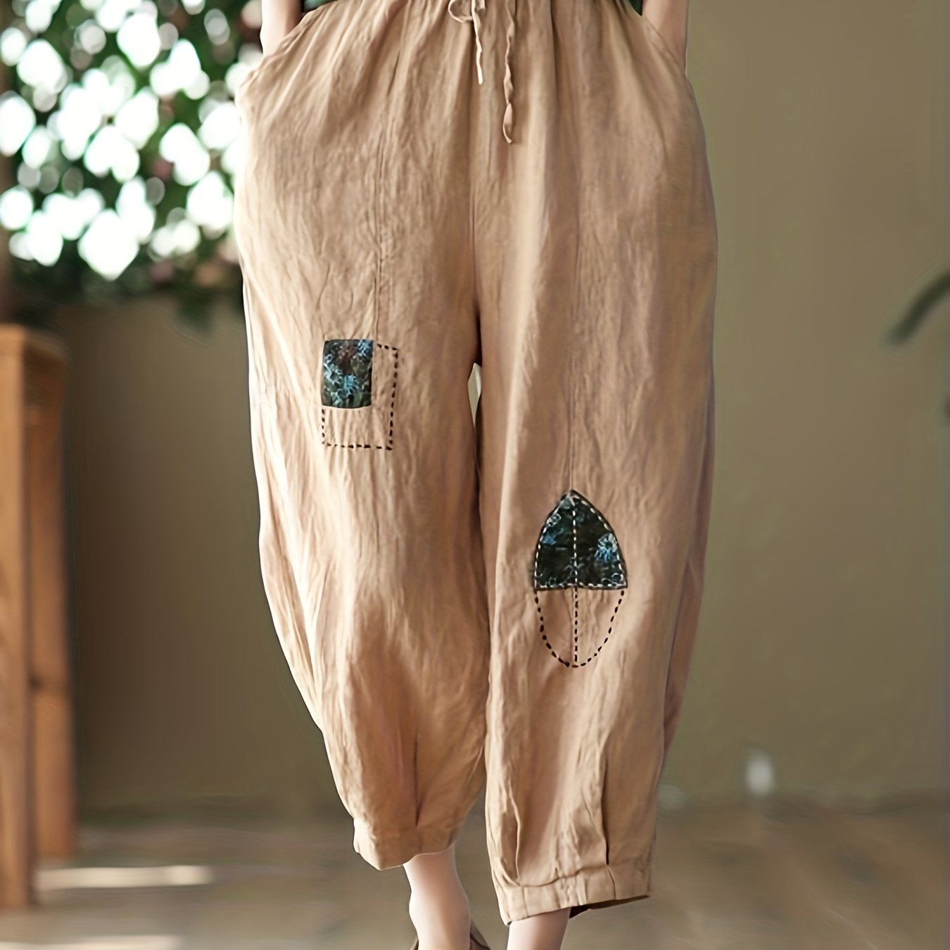 Women's Plus Embroidered Wide Leg Pants