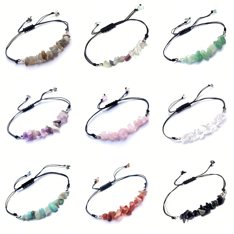 Miniy Stone Woven Bracelet Natural Stone Beads Braided Rope Stone Bracelet