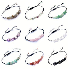 Miniy Stone Woven Bracelet Natural Stone Beads Braided Rope Stone Bracelet