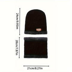2pcs Men's Woolen Knit Hat & Neck Warmer Set