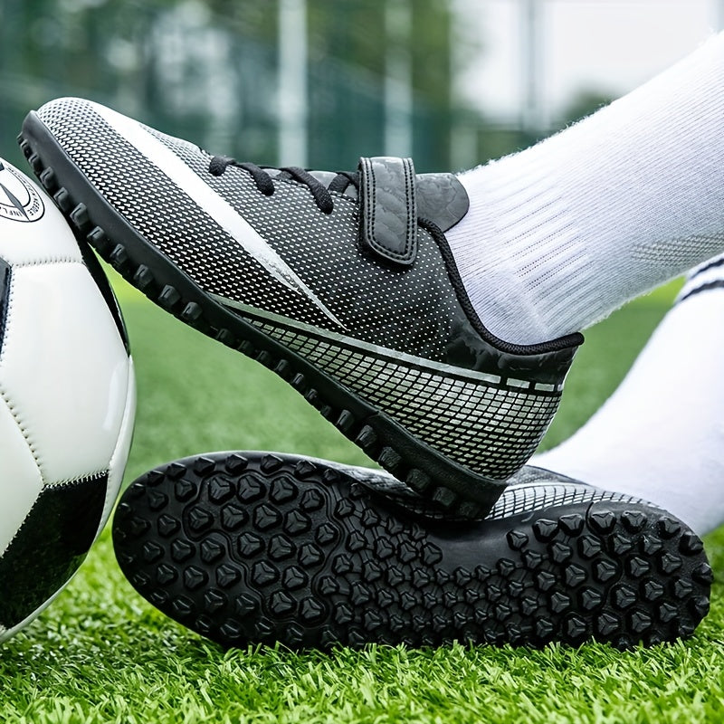 Boy's Turf Football Boots Hook Loop Fastener TF Soccer Cleats
