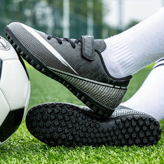 Boy's Turf Football Boots Hook Loop Fastener TF Soccer Cleats