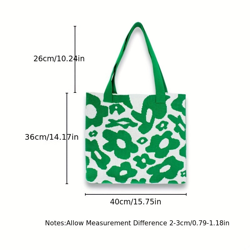 Flower Pattern Tote Bag Durable Lightweight Shoulder Bag
