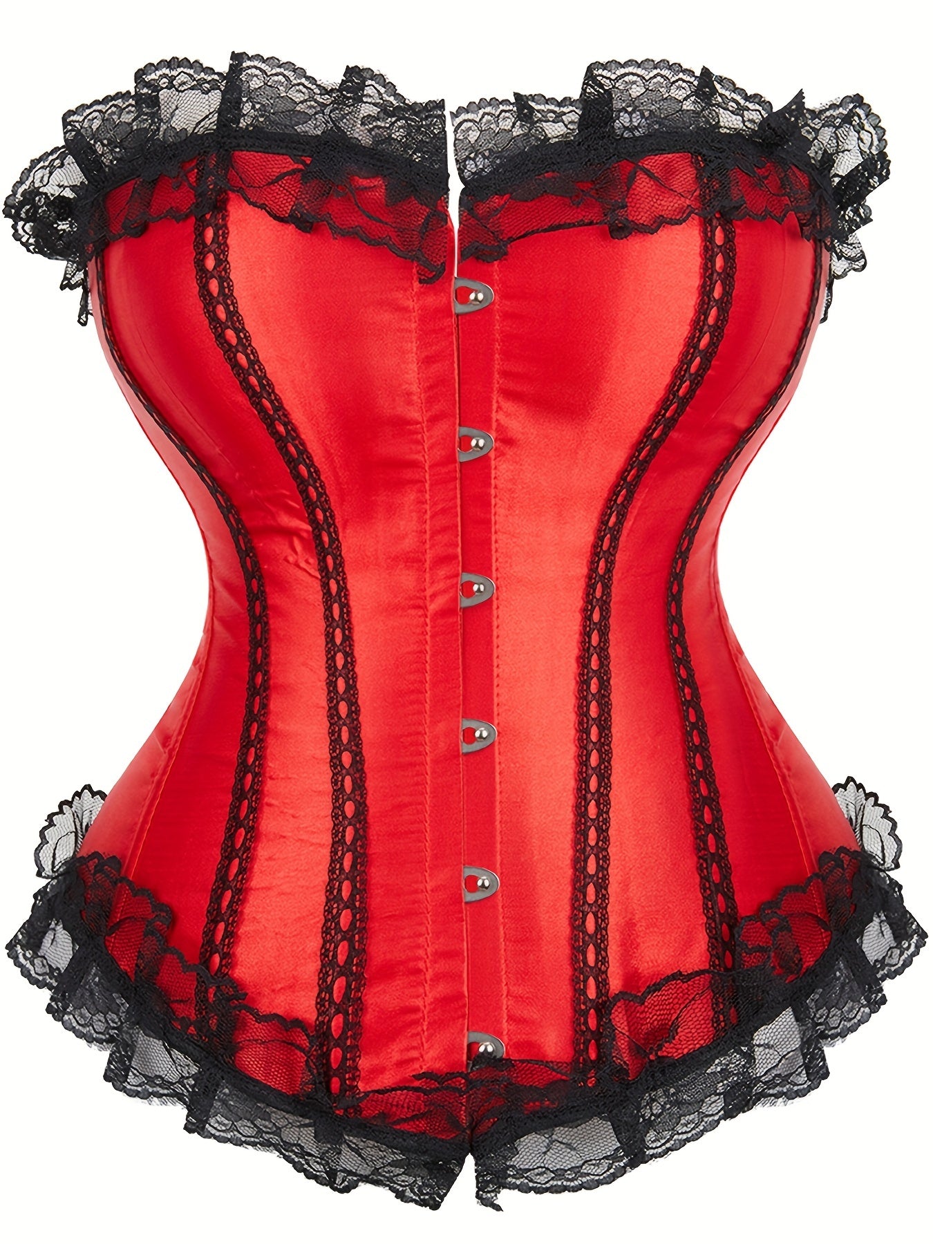 Floral Jacquard Mesh Ruffle Trim Underbust Corset