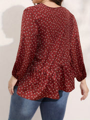  Floral Print Button Long Sleeve Blouse