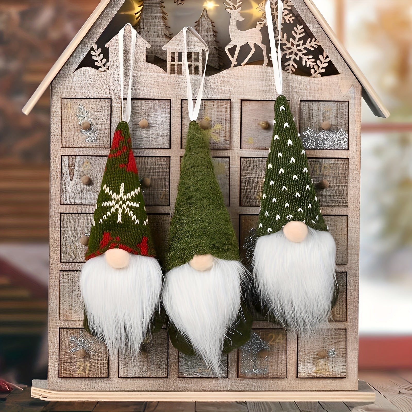 3pcs Christmas Tree Hanging Dwarf Decorations Plush Santa Claus Elf