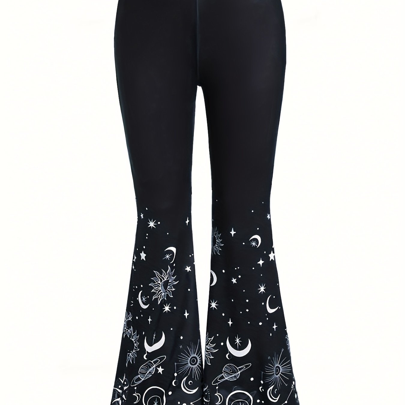 Women's Plus Sun & Moon Print Flared Leg Trousers